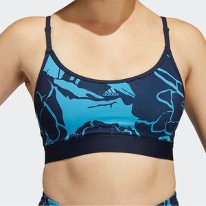 NEW adidas Light-Support Flower-Print Bra - Blue | adidas (1x)